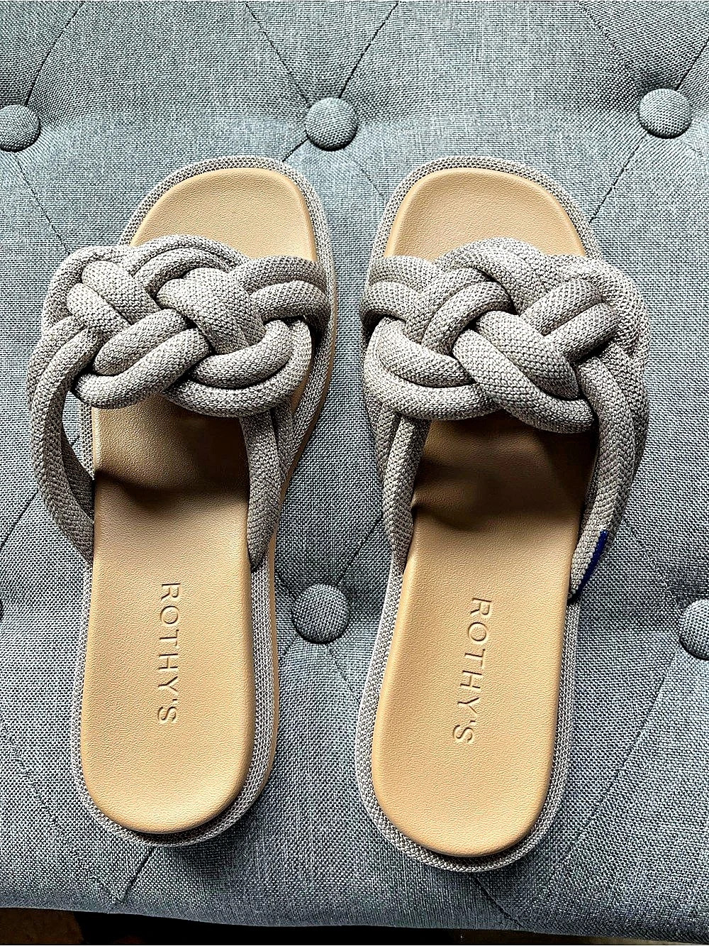 Rothy's The Knot Slide Braided Slide Sandals in Gray
